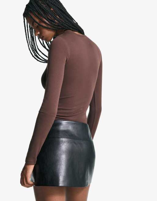 Bershka - Top à manches longues - Marron