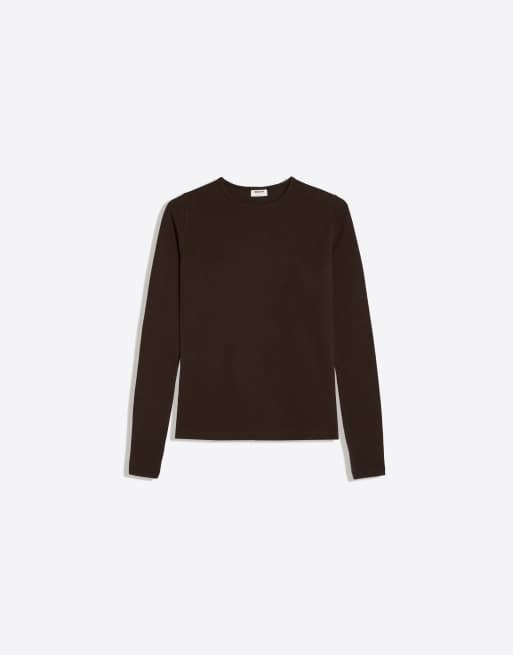 Bershka long sleeve top in brown, 5 of 6