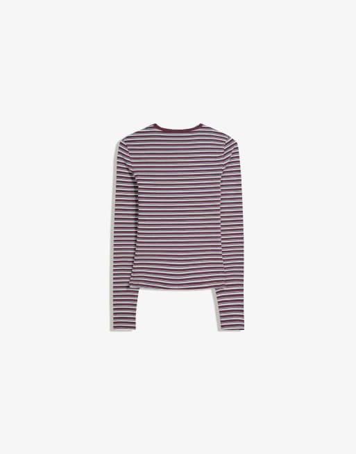Bershka Long sleeve top in burgundy