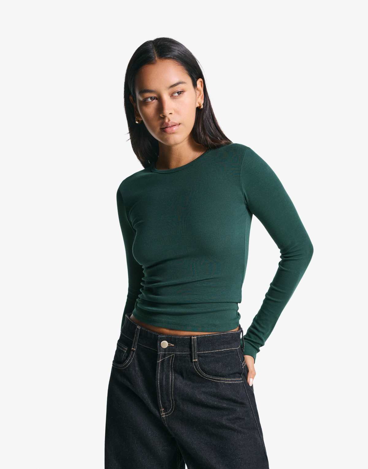 Bershka Long sleeve top in green