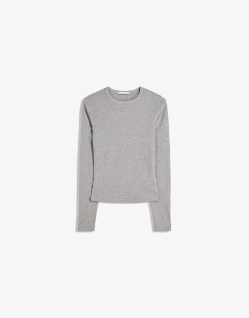 Bershka Long sleeve top in grey