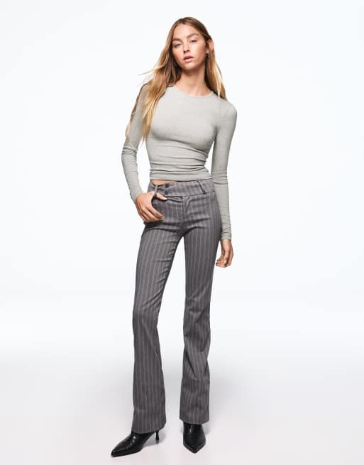 Bershka long sleeve top in grey, 4 of 5