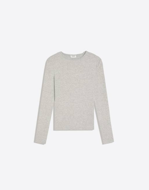 Bershka long sleeve top in grey, 5 of 5