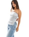 [Bershka] Bershka longline bandeau top in grey L WHITE