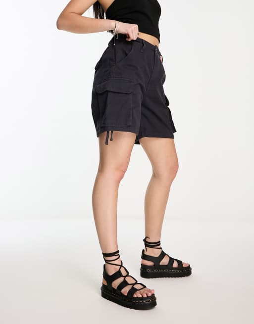 Black long cargo sales shorts