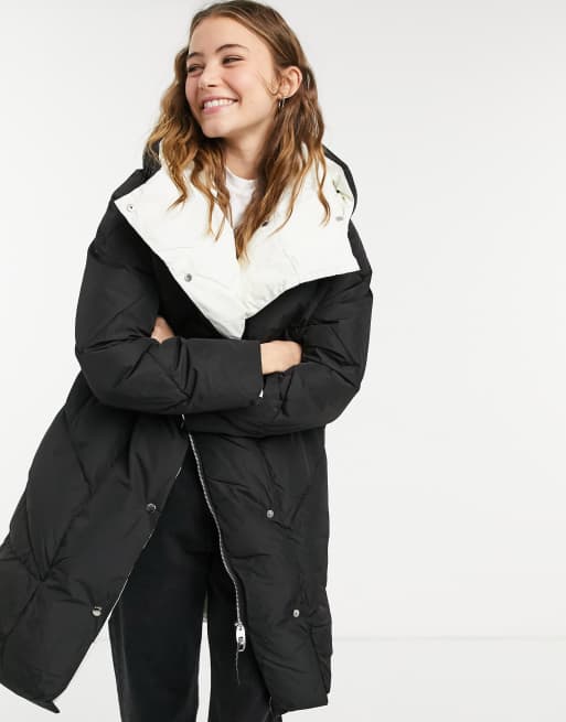 Bershka puffer jacket in shop longer length in black