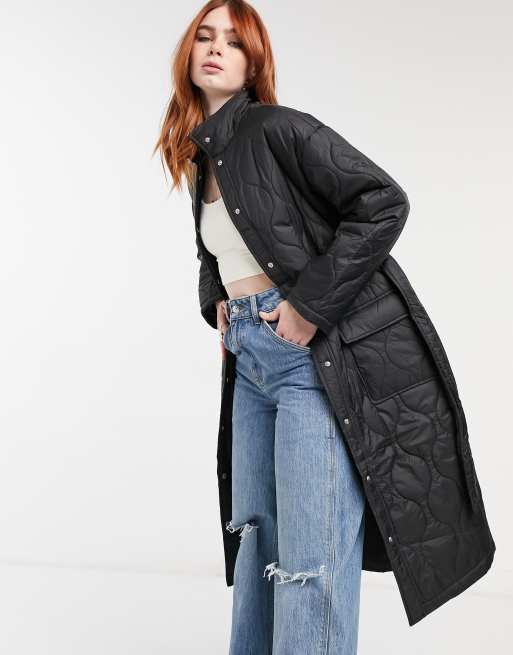 Ladies longline quilted clearance jacket