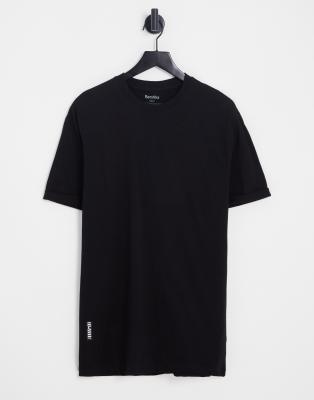 Bershka longline t-shirt in black | ASOS