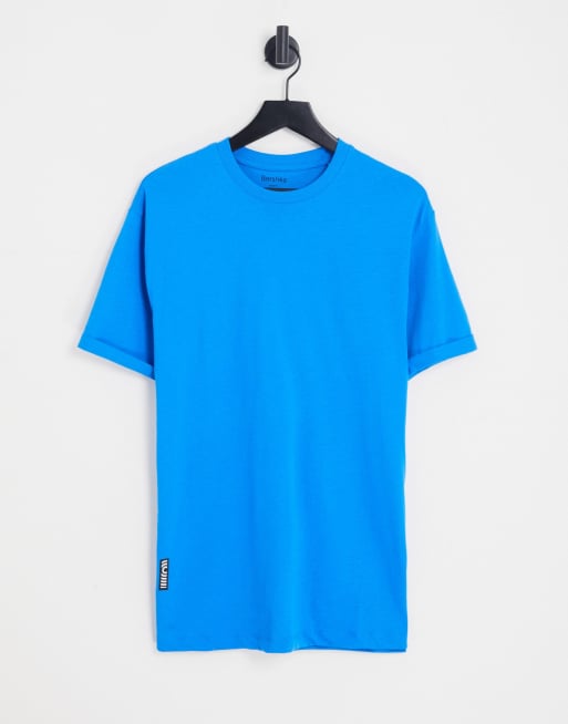 Bershka longline t-shirt in blue
