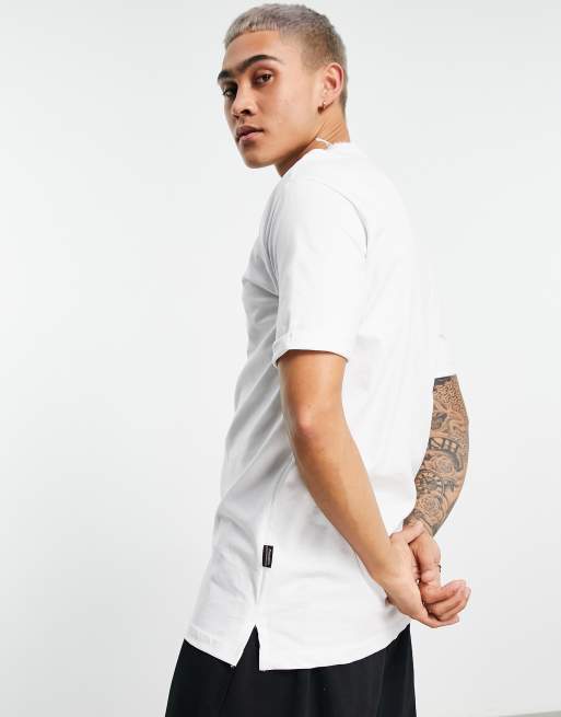 Bershka longline t shirt in white