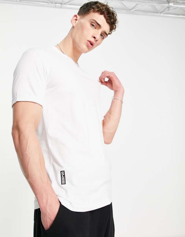 Bershka longline t-shirt in white