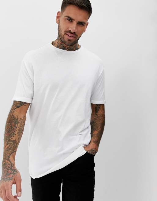 Bershka longline t-shirt in white | ASOS