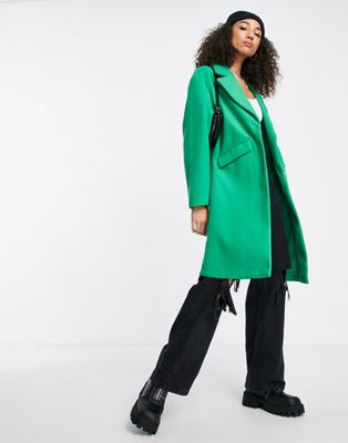 Bershka longline tailored coat in green