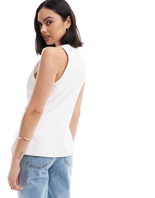 【BERSHKA】Waistcoat ベスト 206523013-1-white