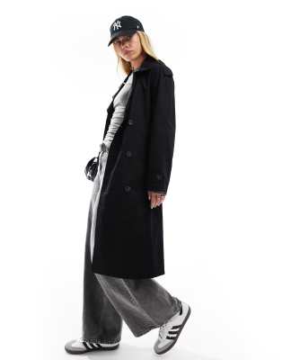 Bershka - Longline-Trenchcoat in Schwarz