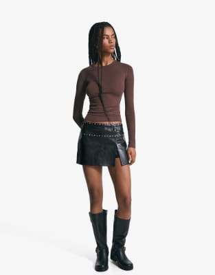 Bershka - Longsleeve in Braun-Brown