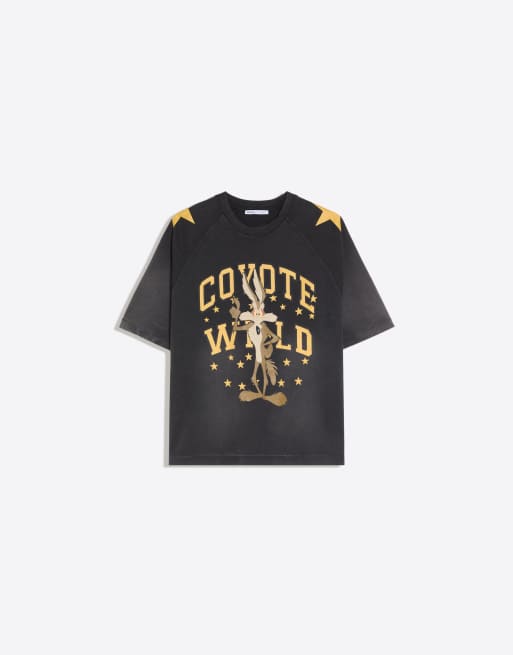 Bershka Looney tunes oversize short sleeve t-shirt in black, 5 of 5