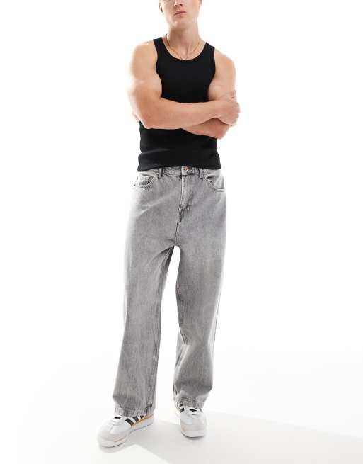 Bershka loose baggy fit jeans in gray