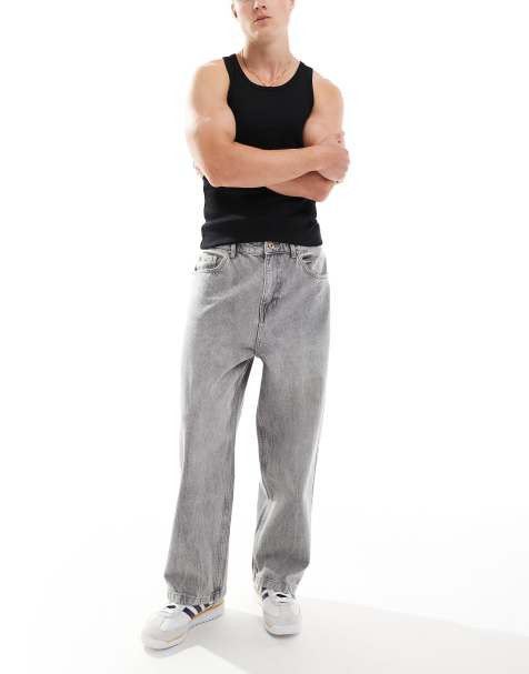 Bershka loose baggy fit jeans in grey - view 1