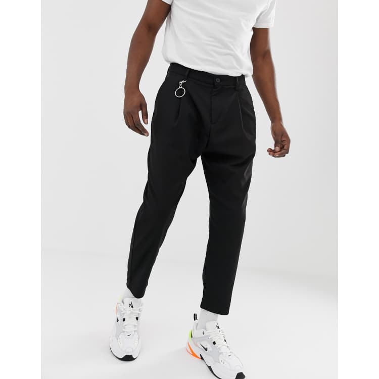 Black carrot fit sales trousers