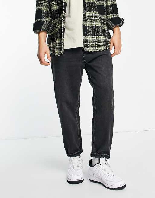 Bershka loose fit baggy jeans in black