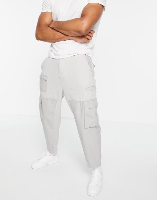 Bershka loose fit cargo pants in gray ASOS
