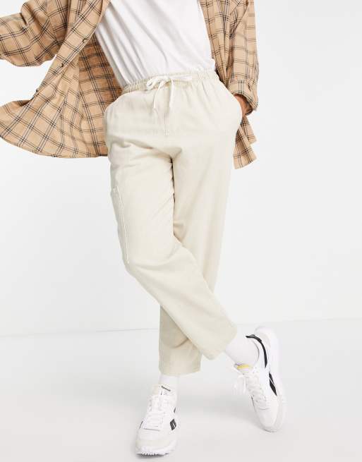 Bershka loose fit cargo trousers in beige