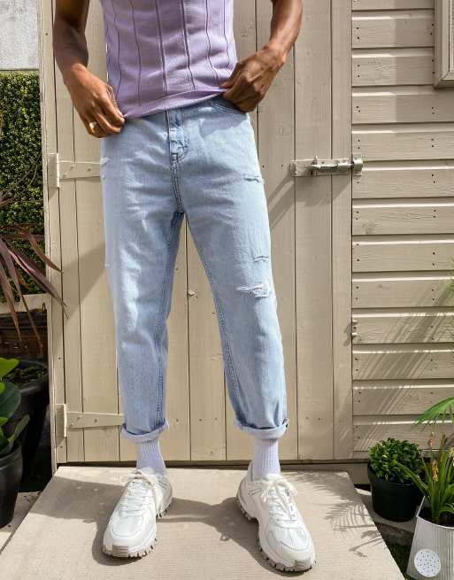 bershka 90s baggy jeans in blue x