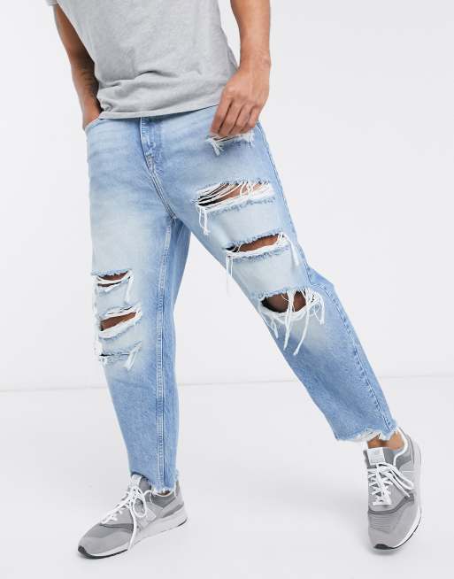 Bershka loose fit jeans in blue