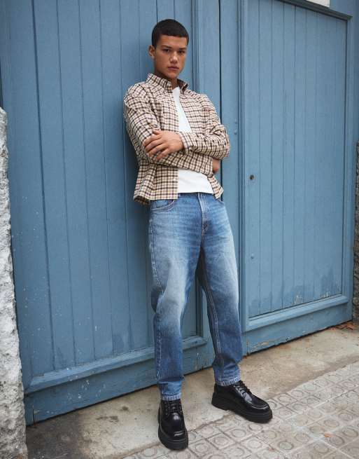 Bershka loose-fit jeans in denimblauw, 4 van 5