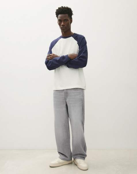Bershka Loose fit jeans in light grey - view 1