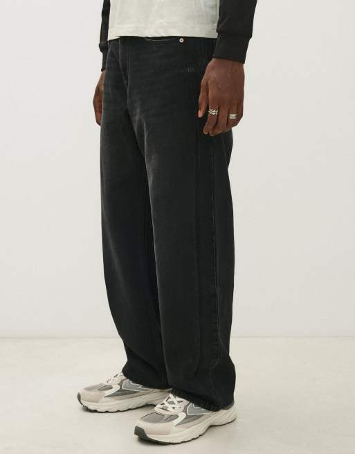 Bershka loose-fit jeans in zwart, 2 van 6