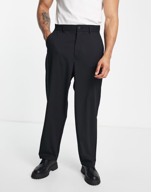 Bershka loose fit smart trousers in black