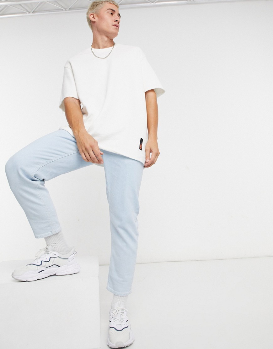 Bershka loose fit t-shirt with raw edge in white
