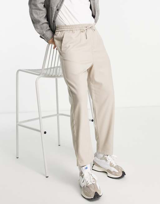 Bershka loose fit trousers in ecru ASOS