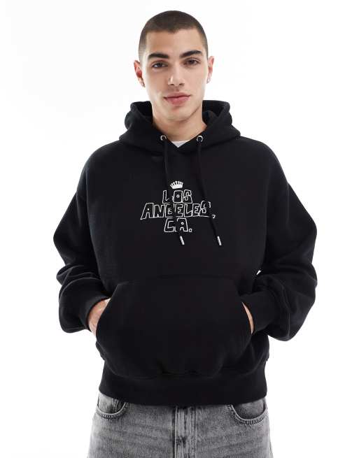 Bershka - Los Angeles - Sort hættetrøje med print, 4 af 4