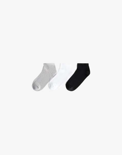Bershka - Lot 3 paires de chaussettes - Gris, blanc et noir - view 1