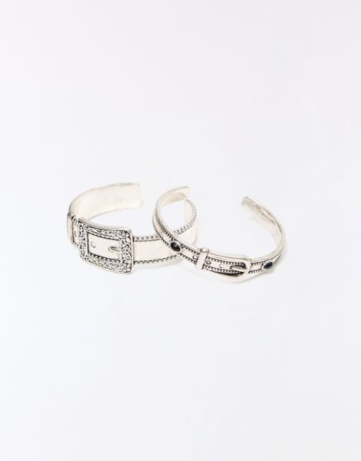 Bershka lot de 2 bracelets à boucle argentés, 2 de 4