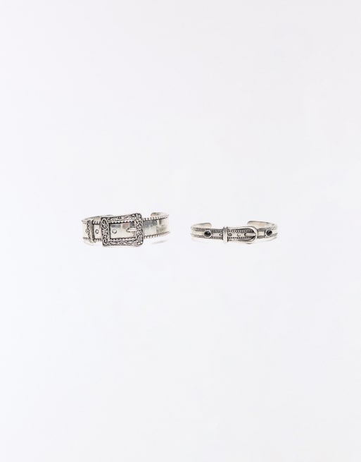 Bershka lot de 2 bracelets à boucle argentés, 3 de 4