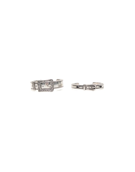 Bershka lot de 2 bracelets à boucle argentés, 4 de 4
