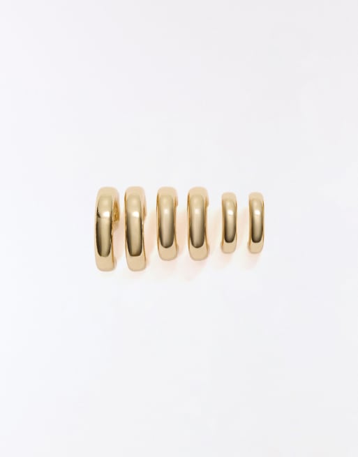 Bershka lot de 3 boucles d'oreilles créoles de tailles assorties dorées, 2 de 4