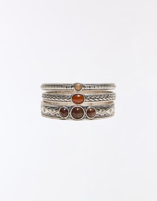 Bershka lot de 3 bracelets en pierre argentés, 4 de 5