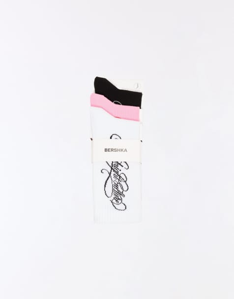 Bershka lot de 3 chaussettes assorties rose clair - view 1