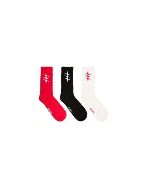 Bershka lot de 3 chaussettes étoiles assorties rouges, 3 de 3