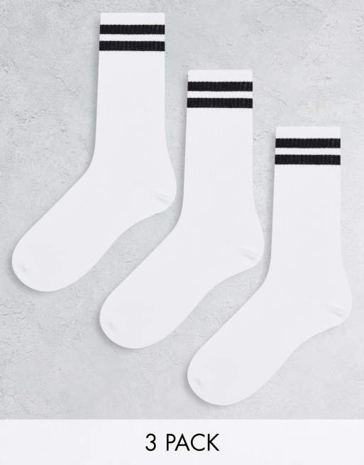 Bershka - Lot de 3 paires de chaussettes de sport - Noir