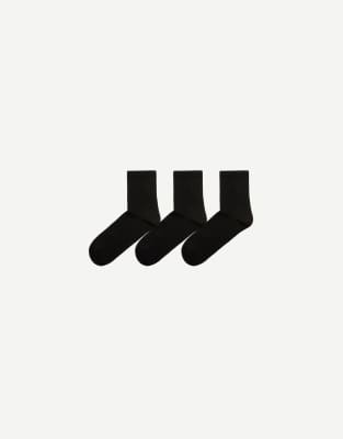Bershka - Lot de 3 paires de chaussettes de sport - Noir