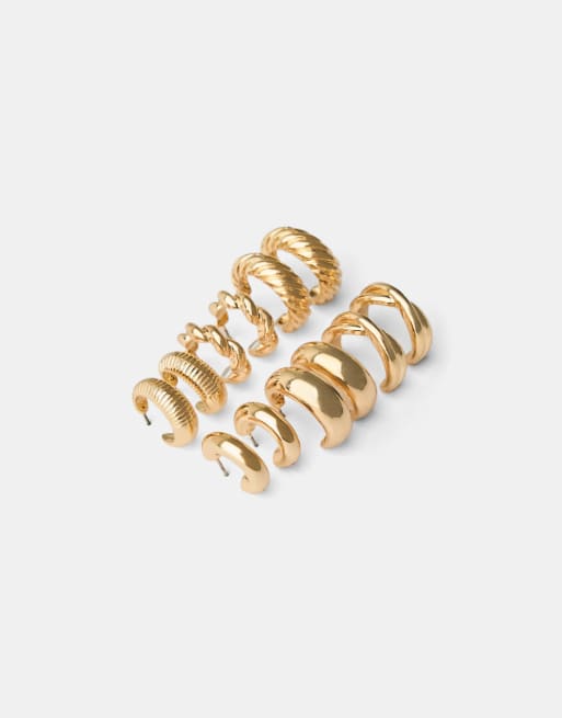 Bershka lot de 6 créoles dorées, 5 de 5