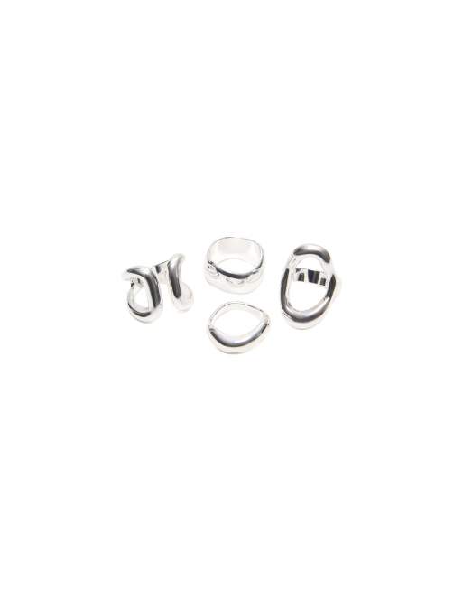 Bershka lot de bagues ovales argentées, 4 de 4