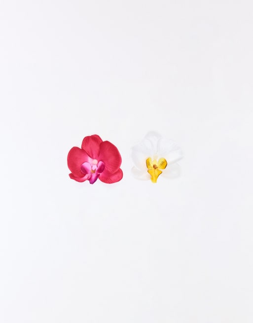 Bershka - Lot de barrettes à cheveux en forme de fleur - Multicolore
