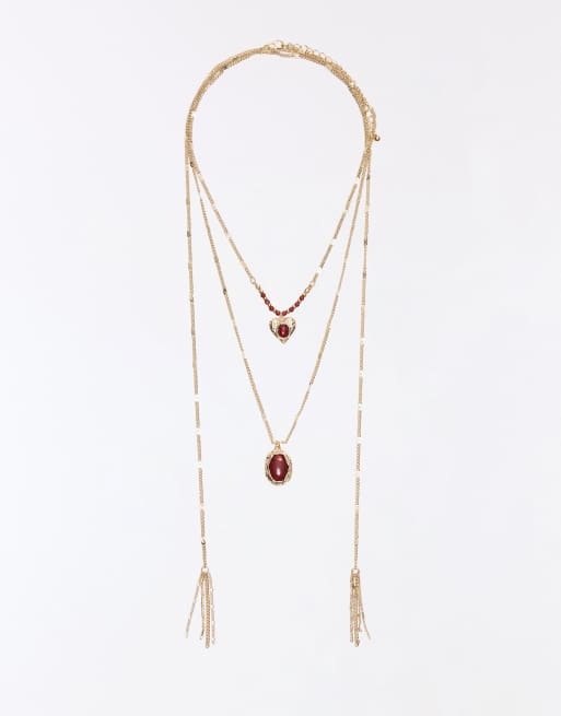 Bershka lot de colliers à perles doré, 3 de 4